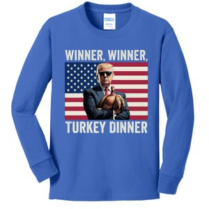 Humor Funny Trump Winner Winner Turkey Dinner Thanksgiving Cool Gift Kids Long Sleeve Shirt