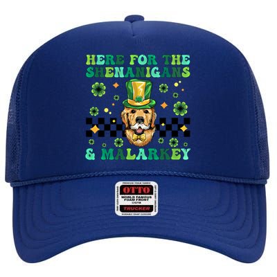 Here For The Shenanigans And Malarkey Meaningful Gift High Crown Mesh Back Trucker Hat