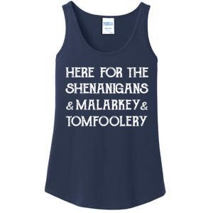 Here For The Shenanigans Malarkey And Tomfoolery St Patrick Ladies Essential Tank