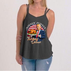 Humor Funny Trump Winner Winner Turkey Dinner Thanksgiving Women's Strappy Tank