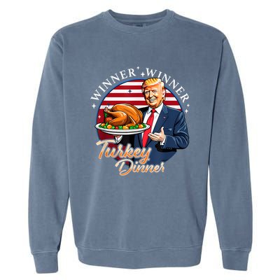 Humor Funny Trump Winner Winner Turkey Dinner Thanksgiving Garment-Dyed Sweatshirt