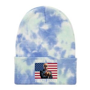 Humor Funny Trump Winner Winner Turkey Dinner Thanksgiving Gift Tie Dye 12in Knit Beanie