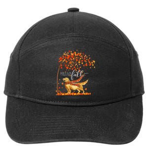 Hello Fall Tree Thanksgiving Dog Lover Golden Retriever 7-Panel Snapback Hat