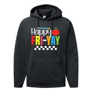 Happy Friyay Teacher Funny Friyay Friday Weekend Teachers Performance Fleece Hoodie