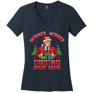 Humor Funny Trump Winner Winner Christmas Great Again Women's V-Neck T-Shirt