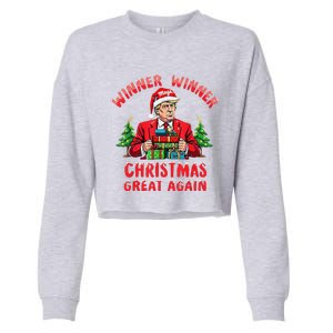 Humor Funny Trump Winner Winner Christmas Great Again Cropped Pullover Crew