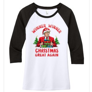 Humor Funny Trump Winner Winner Christmas Great Again Women's Tri-Blend 3/4-Sleeve Raglan Shirt