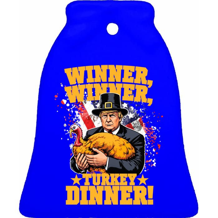 Humor Funny Trump Winner Winner Turkey Dinner Thanksgiving Meaningful Gift Ceramic Bell Ornament