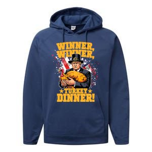 Humor Funny Trump Winner Winner Turkey Dinner Thanksgiving Meaningful Gift Performance Fleece Hoodie