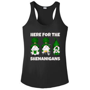 Here For The Shenanigans Funny St Patrick's Day Gnome Gift Ladies PosiCharge Competitor Racerback Tank