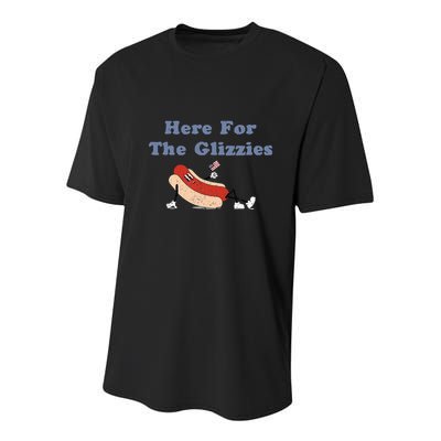 Here For The Glizzies 4th Of July Youth Performance Sprint T-Shirt