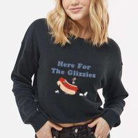 Here For The Glizzies 4th Of July Cropped Pullover Crew