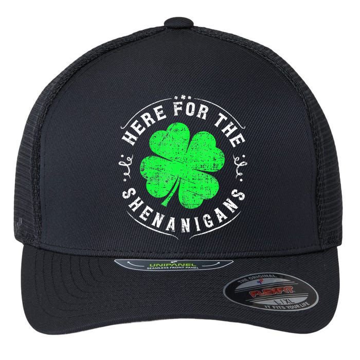 Here For The Shenanigans St Patricks Day Flexfit Unipanel Trucker Cap