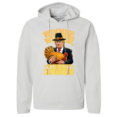 Humor Funny Trump Winner Winner Turkey Dinner Thanksgiving Performance Fleece Hoodie