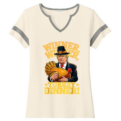 Humor Funny Trump Winner Winner Turkey Dinner Thanksgiving Ladies Halftime Notch Neck Tee