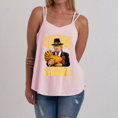 Humor Funny Trump Winner Winner Turkey Dinner Thanksgiving Women's Strappy Tank