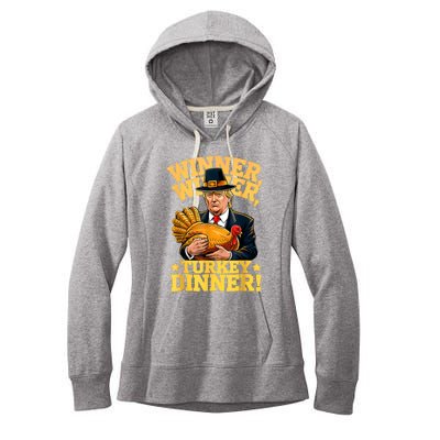 Humor Funny Trump Winner Winner Turkey Dinner Thanksgiving Women's Fleece Hoodie