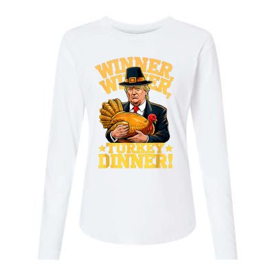 Humor Funny Trump Winner Winner Turkey Dinner Thanksgiving Womens Cotton Relaxed Long Sleeve T-Shirt