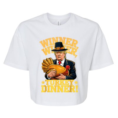 Humor Funny Trump Winner Winner Turkey Dinner Thanksgiving Bella+Canvas Jersey Crop Tee