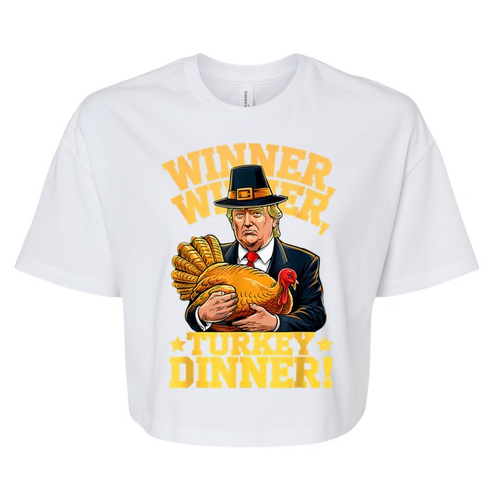 Humor Funny Trump Winner Winner Turkey Dinner Thanksgiving Bella+Canvas Jersey Crop Tee