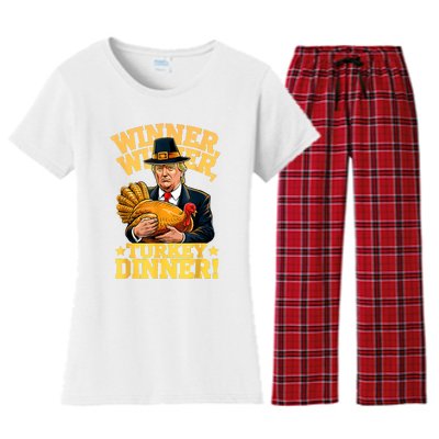 Humor Funny Trump Winner Winner Turkey Dinner Thanksgiving Women's Flannel Pajama Set