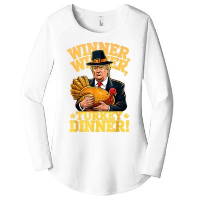 Humor Funny Trump Winner Winner Turkey Dinner Thanksgiving Women's Perfect Tri Tunic Long Sleeve Shirt