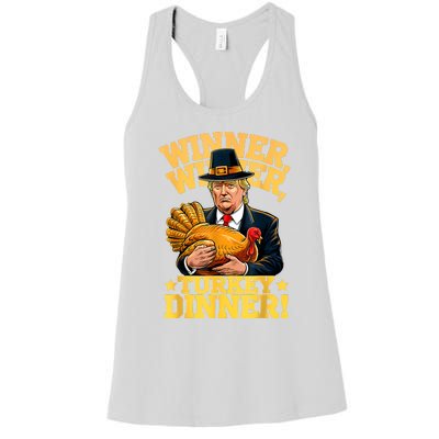 Humor Funny Trump Winner Winner Turkey Dinner Thanksgiving Women's Racerback Tank