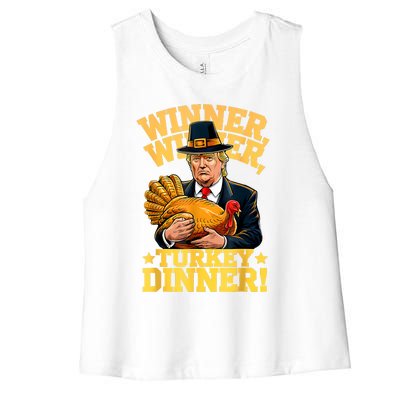 Humor Funny Trump Winner Winner Turkey Dinner Thanksgiving Women's Racerback Cropped Tank