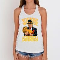 Humor Funny Trump Winner Winner Turkey Dinner Thanksgiving Women's Knotted Racerback Tank