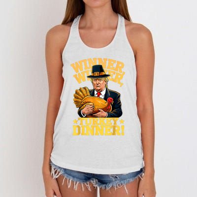 Humor Funny Trump Winner Winner Turkey Dinner Thanksgiving Women's Knotted Racerback Tank