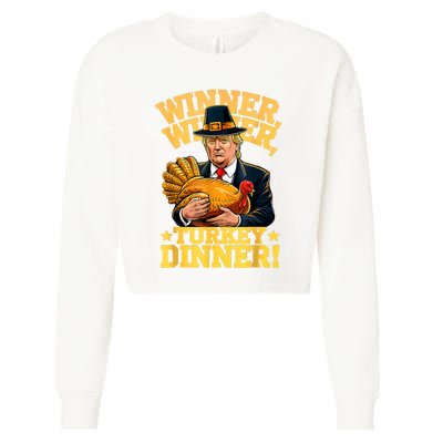 Humor Funny Trump Winner Winner Turkey Dinner Thanksgiving Cropped Pullover Crew