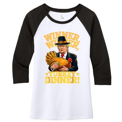 Humor Funny Trump Winner Winner Turkey Dinner Thanksgiving Women's Tri-Blend 3/4-Sleeve Raglan Shirt