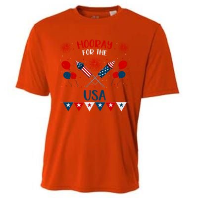 Hooray For The Usa 4th July Patriotic Usa Independence Day Cool Gift Cooling Performance Crew T-Shirt