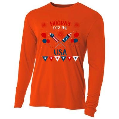 Hooray For The Usa 4th July Patriotic Usa Independence Day Cool Gift Cooling Performance Long Sleeve Crew