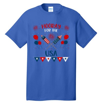 Hooray For The Usa 4th July Patriotic Usa Independence Day Cool Gift Tall T-Shirt