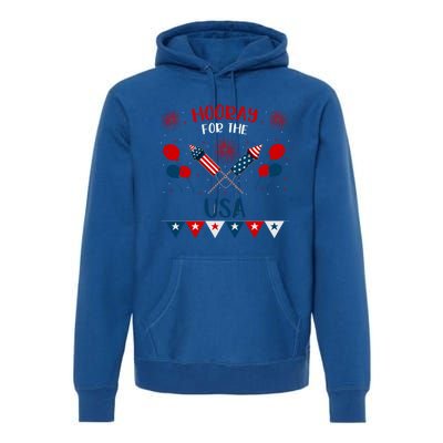 Hooray For The Usa 4th July Patriotic Usa Independence Day Cool Gift Premium Hoodie