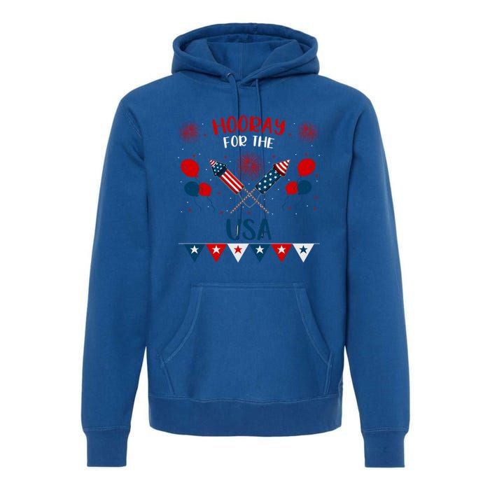 Hooray For The Usa 4th July Patriotic Usa Independence Day Cool Gift Premium Hoodie