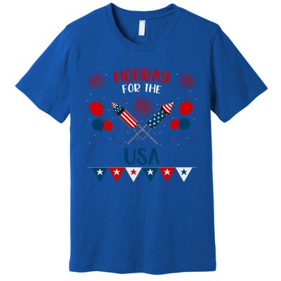 Hooray For The Usa 4th July Patriotic Usa Independence Day Cool Gift Premium T-Shirt