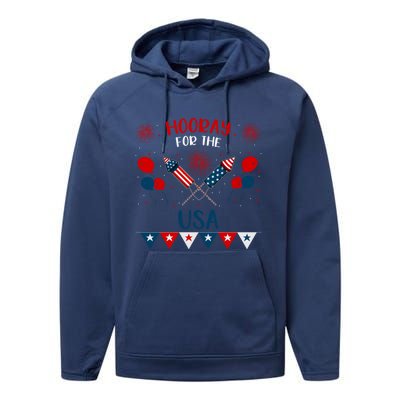 Hooray For The Usa 4th July Patriotic Usa Independence Day Cool Gift Performance Fleece Hoodie