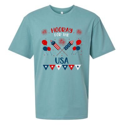 Hooray For The Usa 4th July Patriotic Usa Independence Day Cool Gift Sueded Cloud Jersey T-Shirt