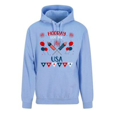 Hooray For The Usa 4th July Patriotic Usa Independence Day Cool Gift Unisex Surf Hoodie