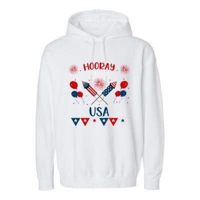 Hooray For The Usa 4th July Patriotic Usa Independence Day Cool Gift Garment-Dyed Fleece Hoodie