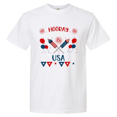 Hooray For The Usa 4th July Patriotic Usa Independence Day Cool Gift Garment-Dyed Heavyweight T-Shirt