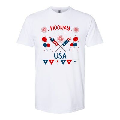 Hooray For The Usa 4th July Patriotic Usa Independence Day Cool Gift Softstyle CVC T-Shirt