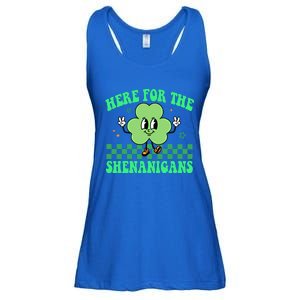 Here For The Shenanigans Groovy St Patricks Day Shamrock Gift Ladies Essential Flowy Tank