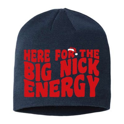 Here For The Big Nick Energy Funny Naughty Santa Christmas Sustainable Beanie