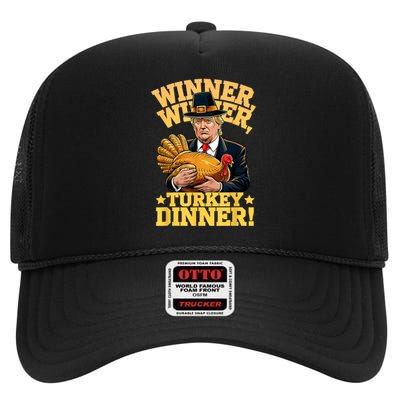 Humor Funny Trump Winner Winner Turkey Dinner Thanksgiving High Crown Mesh Back Trucker Hat