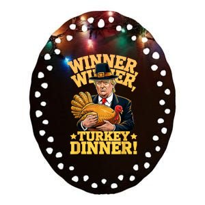 Humor Funny Trump Winner Winner Turkey Dinner Thanksgiving Ceramic Oval Ornament