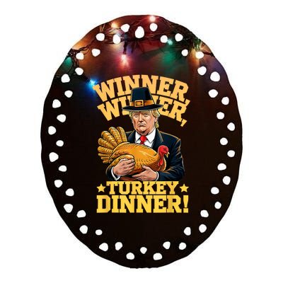 Humor Funny Trump Winner Winner Turkey Dinner Thanksgiving Ceramic Oval Ornament