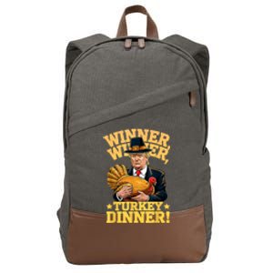 Humor Funny Trump Winner Winner Turkey Dinner Thanksgiving Cotton Canvas Backpack